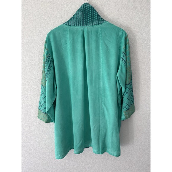 Parsley & Sage Embroidered Open Jacket 1X Womens Green Pockets Artsy - Picture 2 of 5